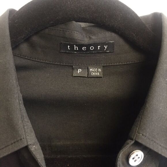 THEORY Black Button Front Tie Waist Blouse Shirt XS - Picture 3 of 9